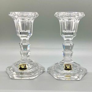 Rare New Golden Crown Ebeling & Reuss German Lead Crystal Candle Holders - Set 2